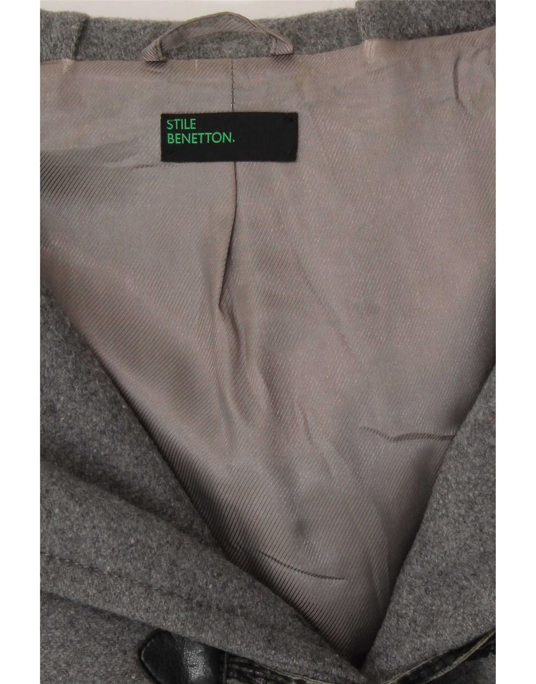 Benetton Duffle Coat À Capuche Femme IT 40 Small Gris Laine