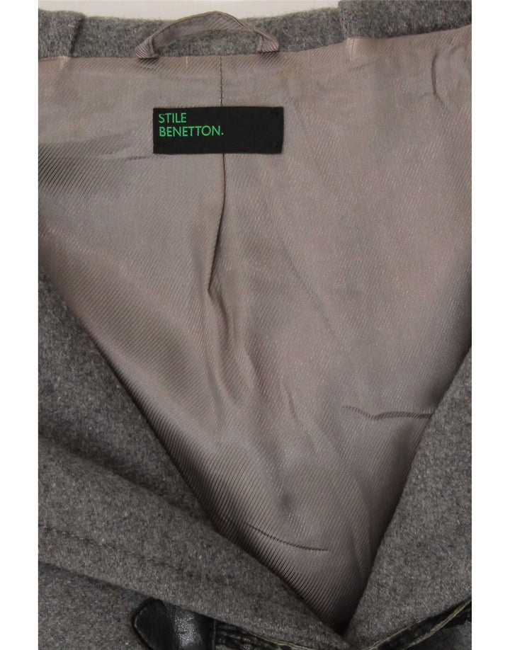 Benetton Duffle Coat À Capuche Femme IT 40 Small Gris Laine
