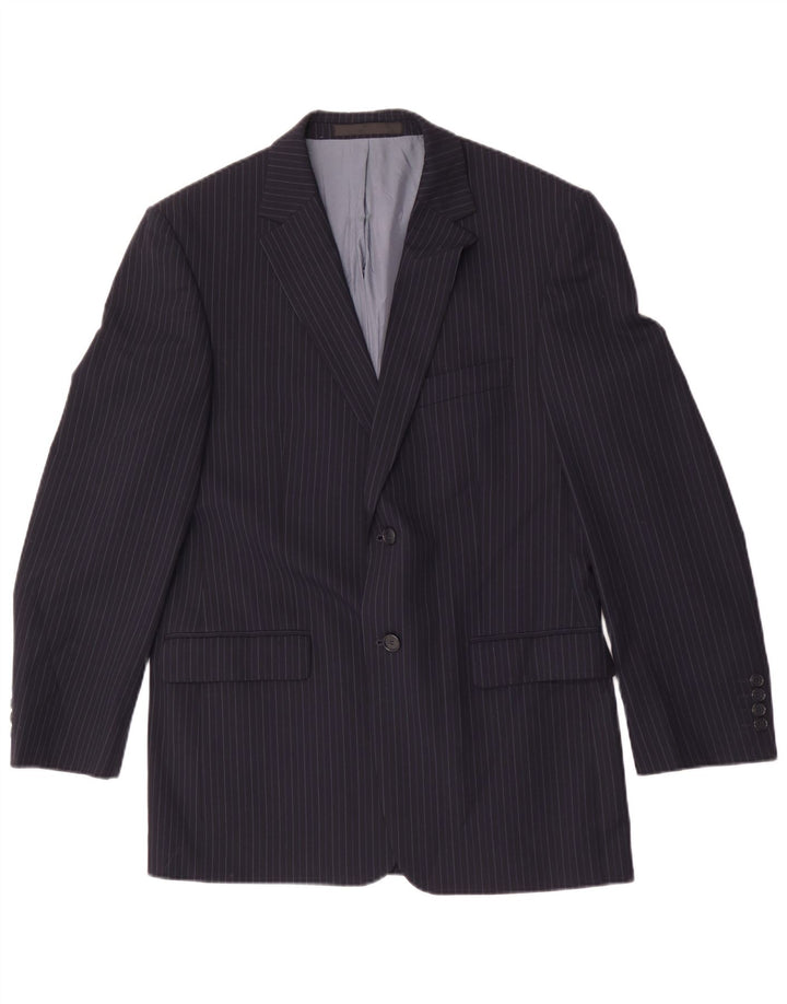 Marks & Spencer Veste blazer pour femme UK 40 Bleu marine moyen à fines rayures