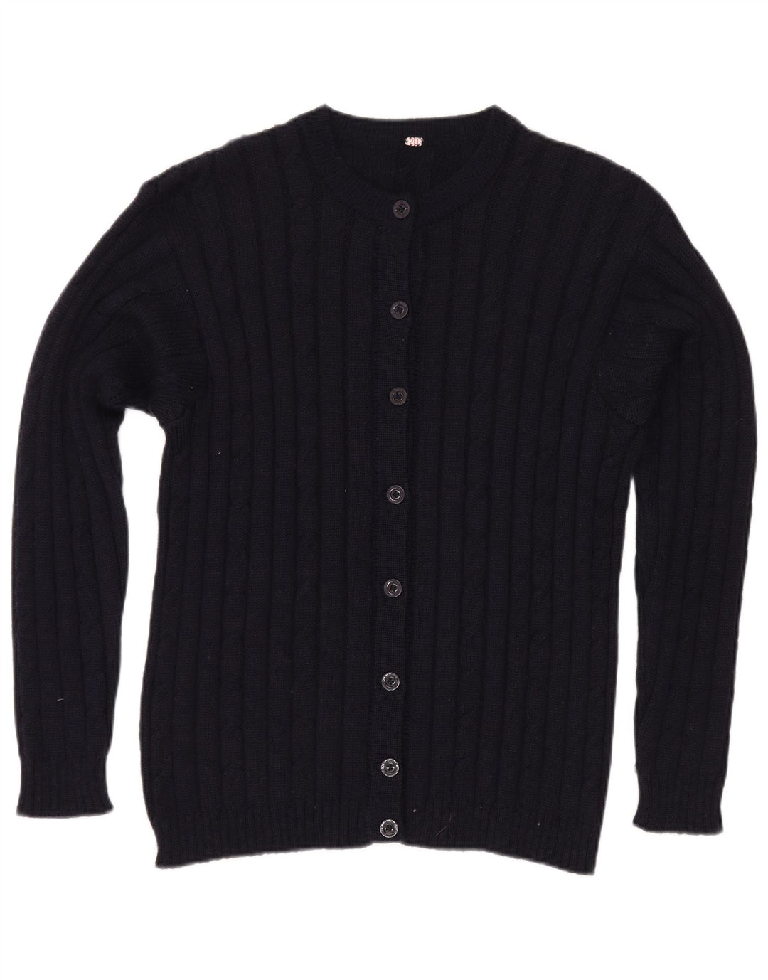 vintage Femme Cardigan Pull UK 12 Bleu Marine Moyen