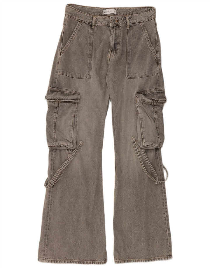 Zara Jean cargo évasé pour femme EU 38 Small W30 L32 Gris