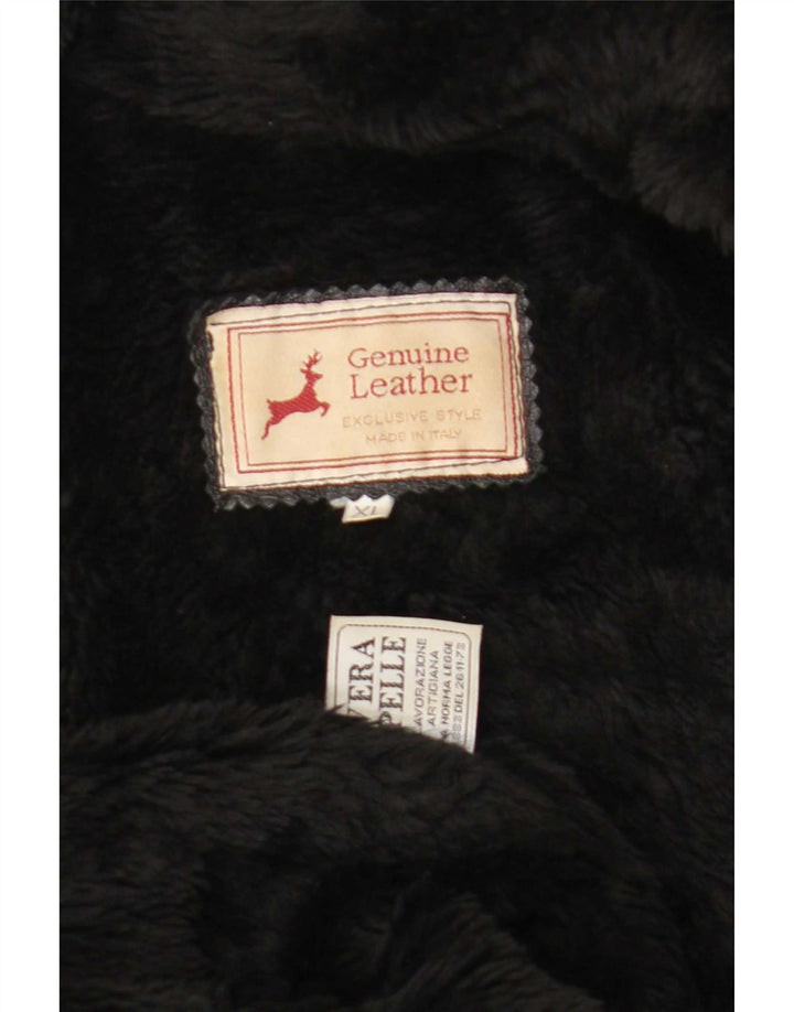 veste en peau de mouton homme vintage UK 42 XL Cuir noir