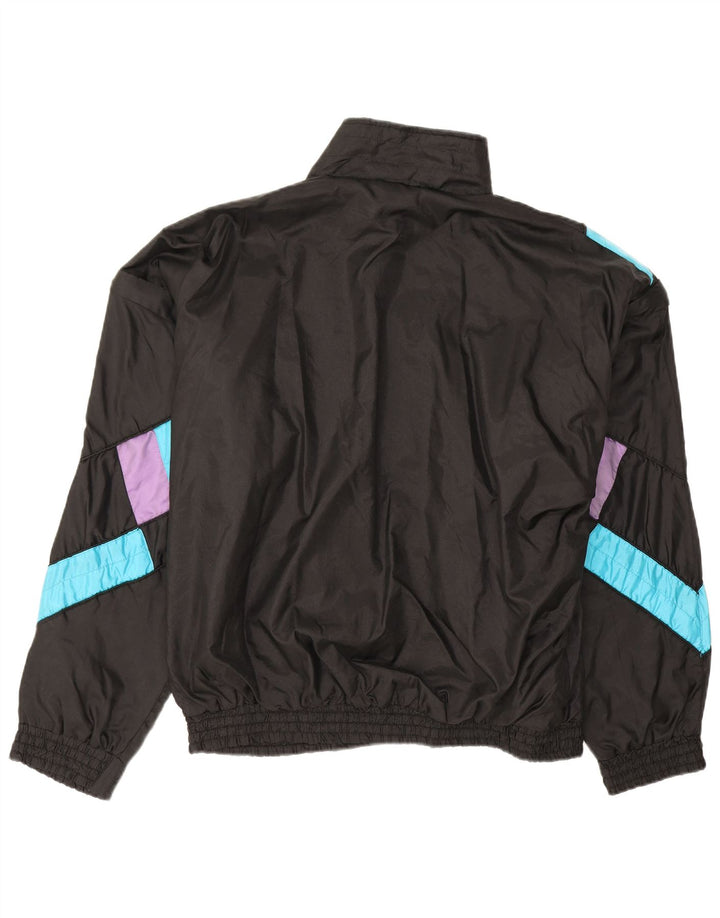vintage Mens Survêtement Top Veste XL Noir Colourblock Polyamide
