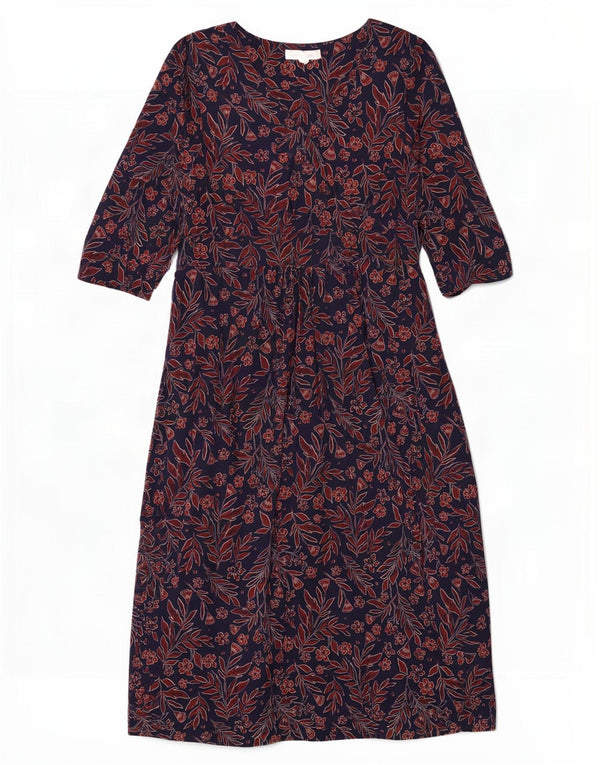 Seasalt Cornwall Robe longue à manches 3/4 pour femme UK 16 Grand Bleu Marine Floral