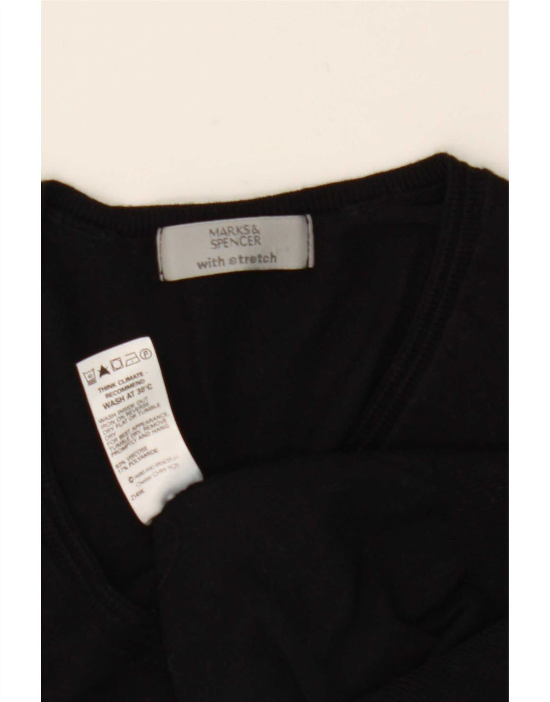 Marks & Spencer Pull col en V pour femme UK 12 Noir moyen