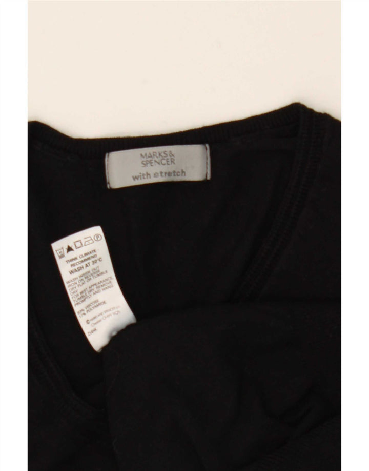 Marks & Spencer Pull col en V pour femme UK 12 Noir moyen