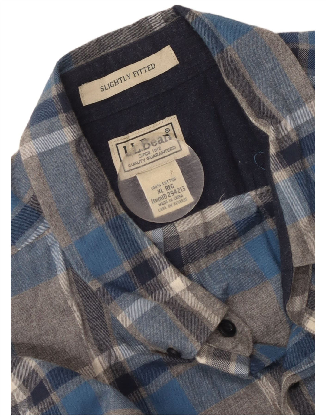 L.L.Bean Chemise en flanelle pour homme XL en coton à carreaux gris