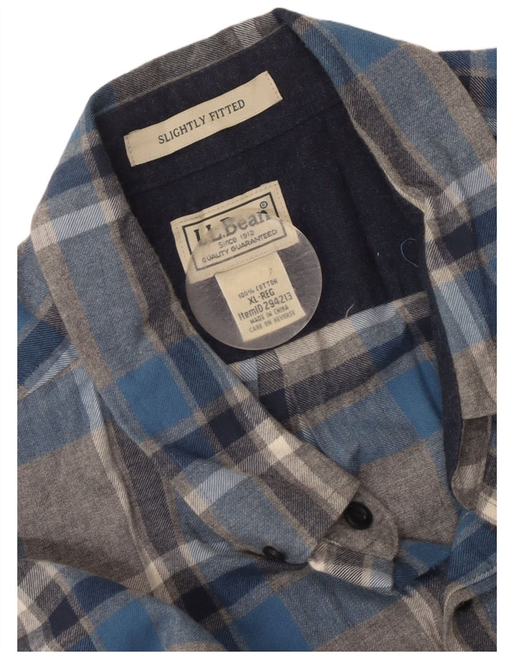 L.L.Bean Chemise en flanelle pour homme XL en coton à carreaux gris