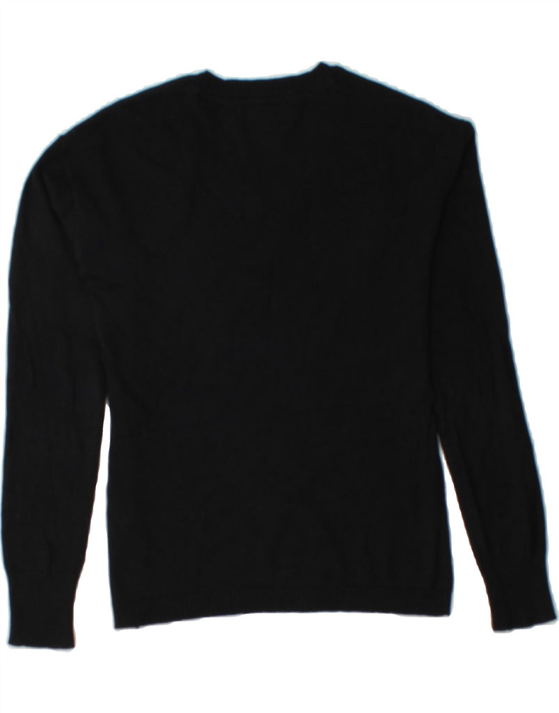 RALPH LAUREN Mens V-Neck Jumper Sweater Small Black Cotton Vintage Ralph Lauren and Second-Hand Ralph Lauren from Messina Hembry 