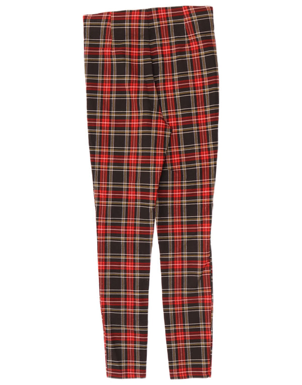 Zara Pantalon décontracté skinny pour femme Medium W28 L28 Viscose à carreaux rouge