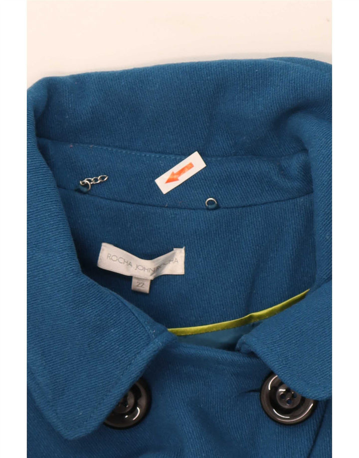 John Rocha Caban Femme UK 22 3XL Laine Bleue