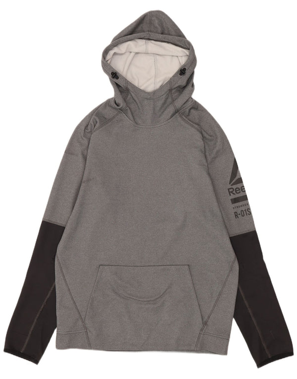 Reebok Pull à Capuche Graphique Homme Gris Moyen Colorblock Polyester Sports