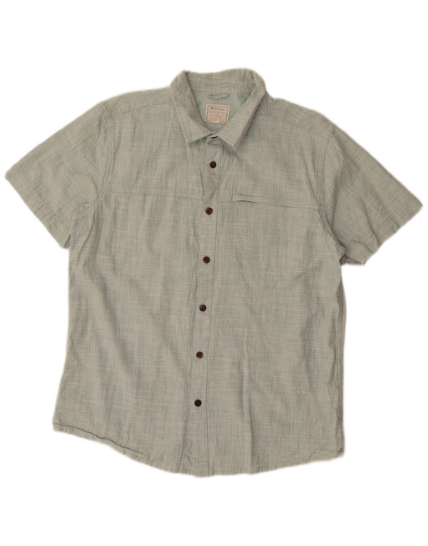 Mountain Warehouse Mens Short Sleeve Shirt Large Green Flecked Cotton
