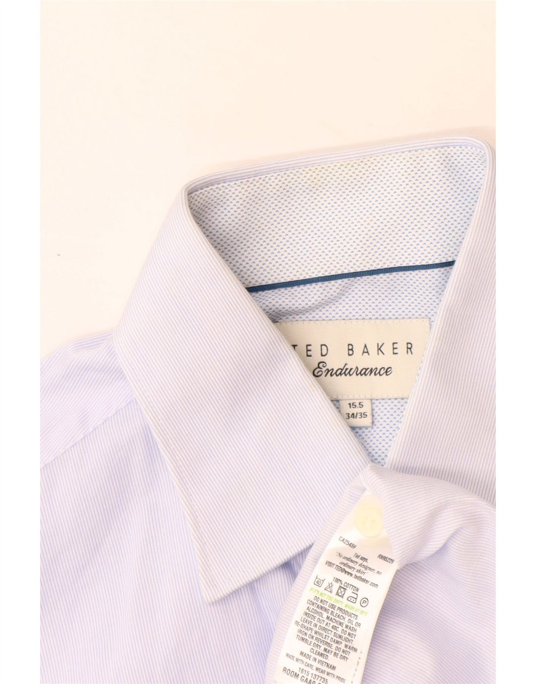 Ted Baker Chemise homme Taille 15 1/2 Coton à fines rayures bleu moyen