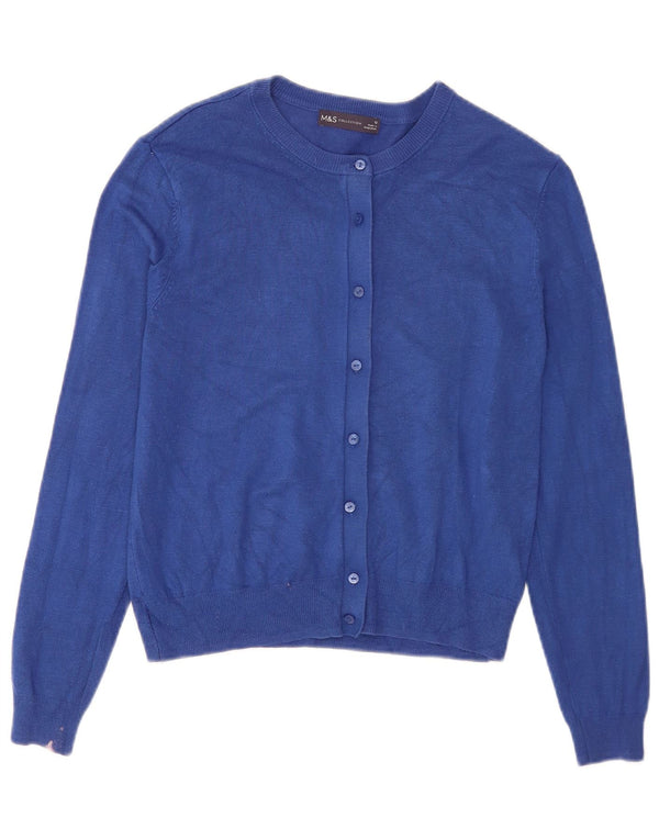 Marks & Spencer Pull cardigan court pour femme UK 12 Bleu moyen Viscose