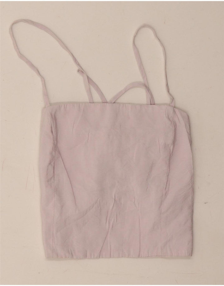 Zara Womens Crop Corset Top UK 8 Small Violet Modal