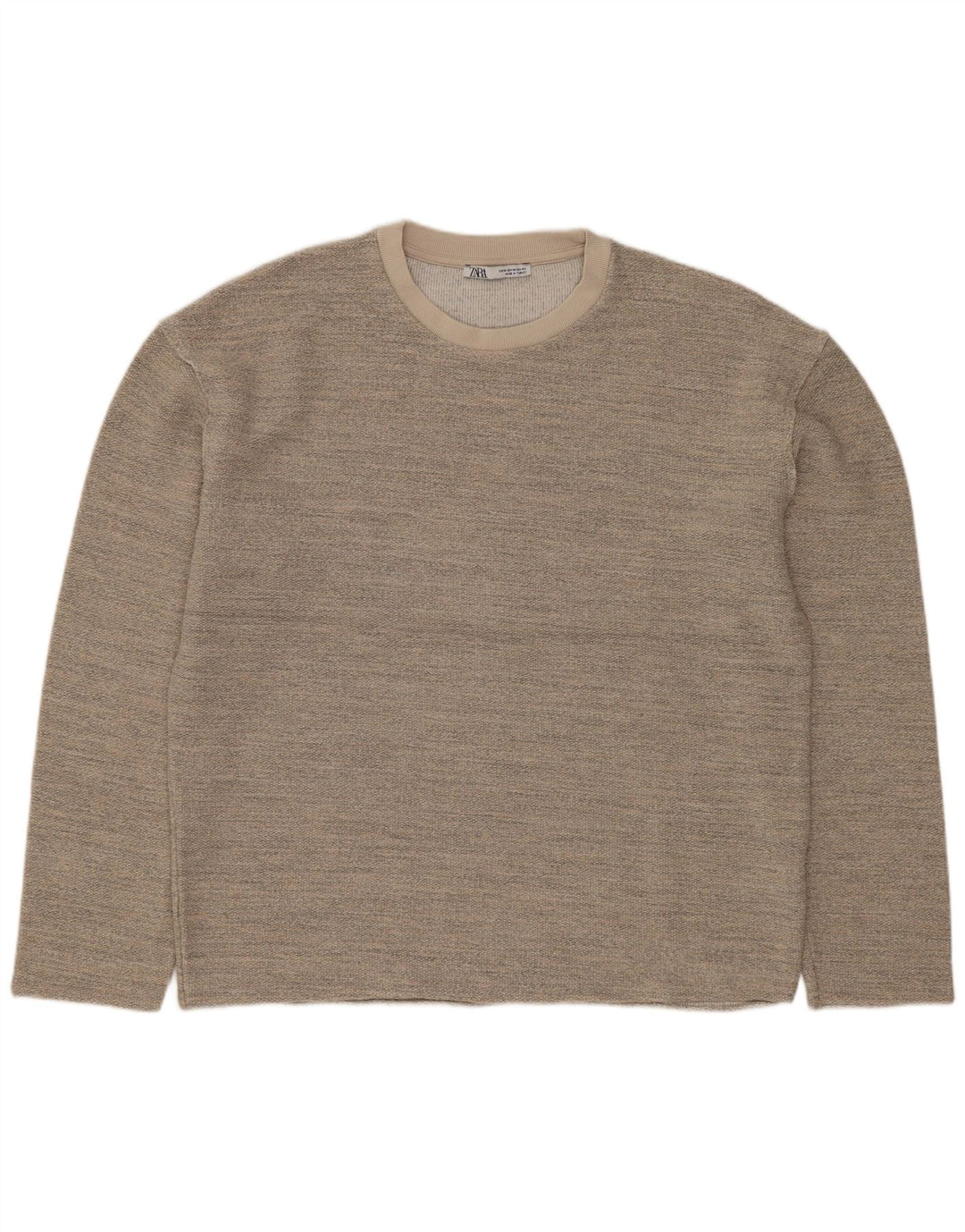 ZARA Femme Sweat-Shirt Oversize UK 14 Gris Moyen Acrylique Moucheté