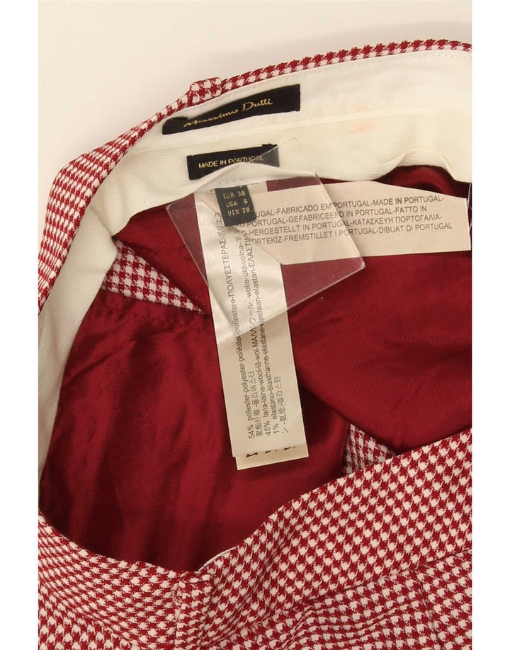 Massimo Dutti Pantalon Chino Femme EU 38 Small W28 L28 Pied-de-Poule Rouge