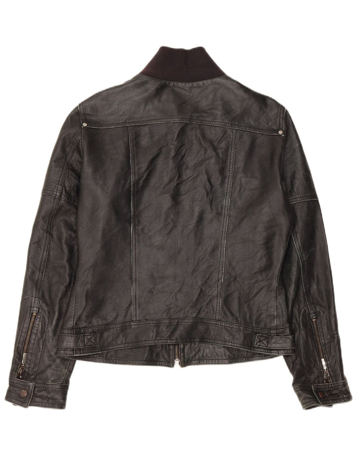 MOTIVI Veste en cuir pour femme UK 14 Medium Noir
