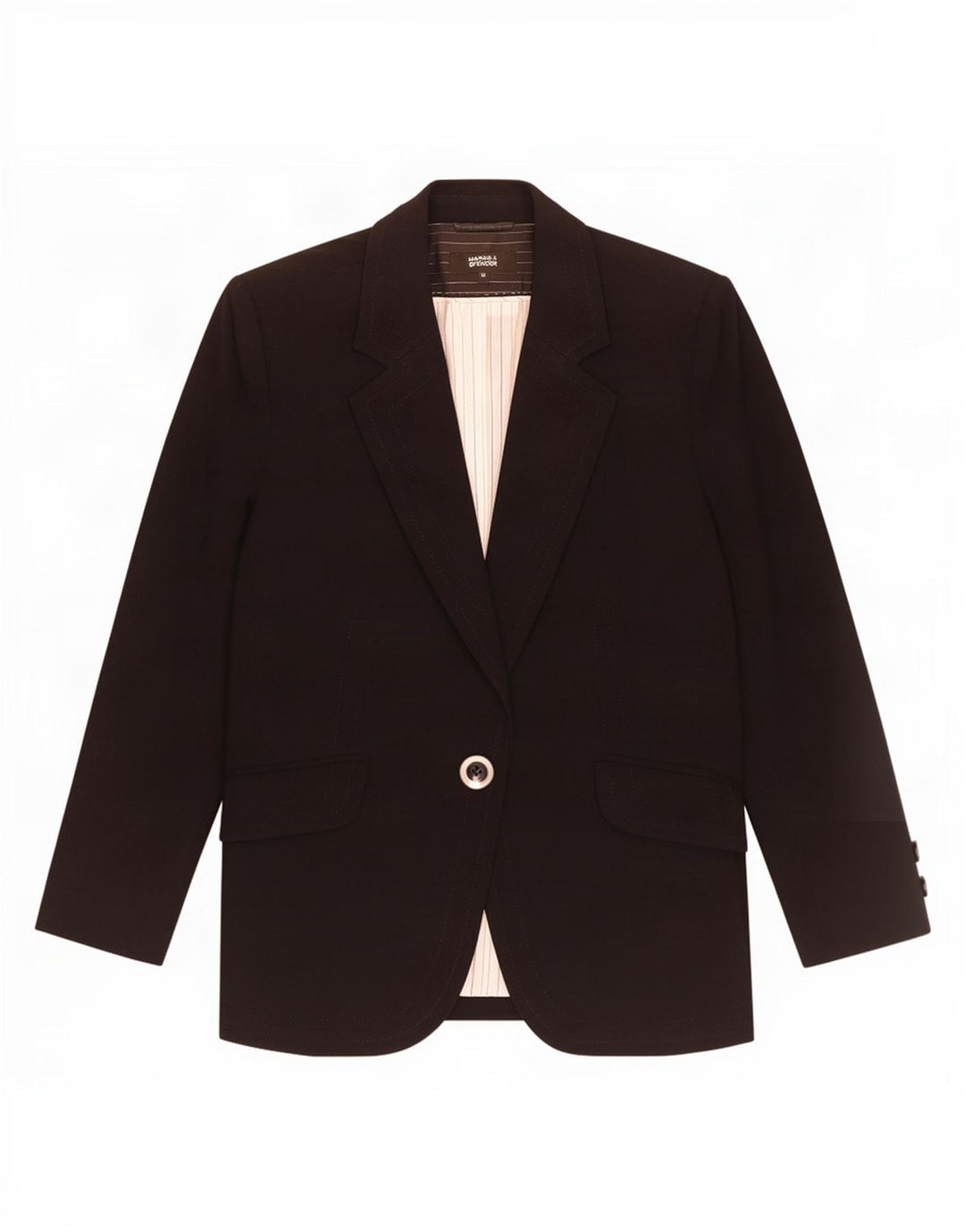 Marks & Spencer Veste blazer à 1 bouton pour femme UK 12 Noir moyen Polyester