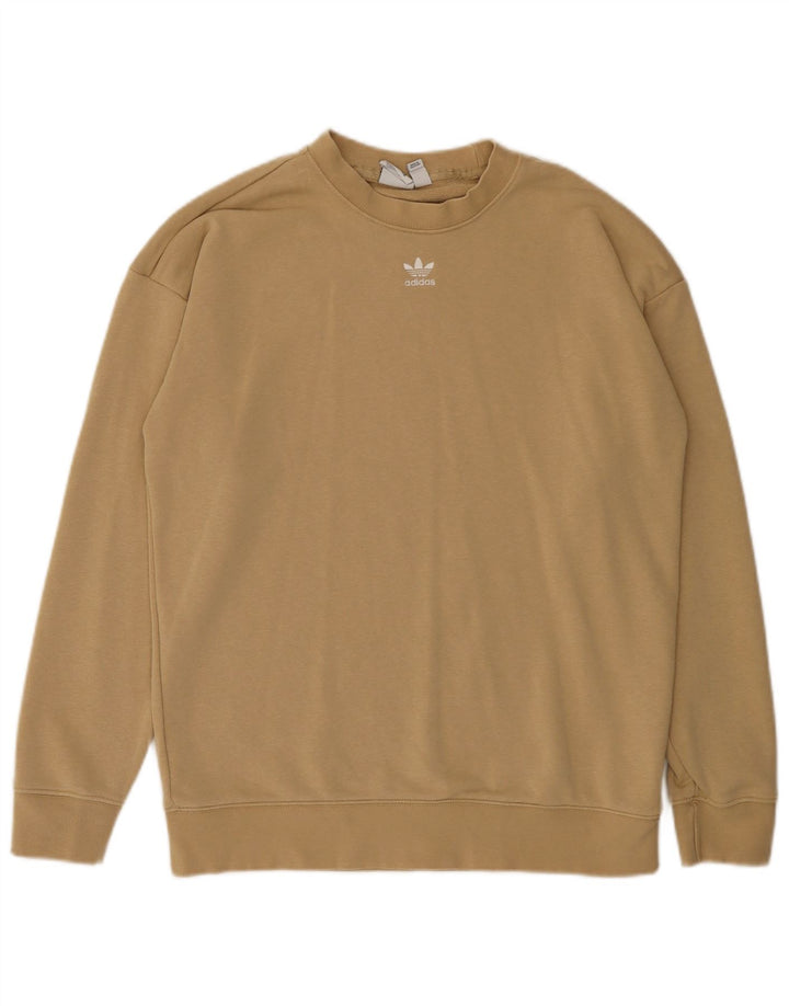 ADIDAS Sweat-shirt surdimensionné pour femme UK 8 Petit coton beige