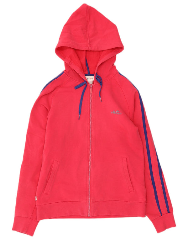 Ellesse Pull à capuche zippé pour femme UK 12 Coton rose moyen