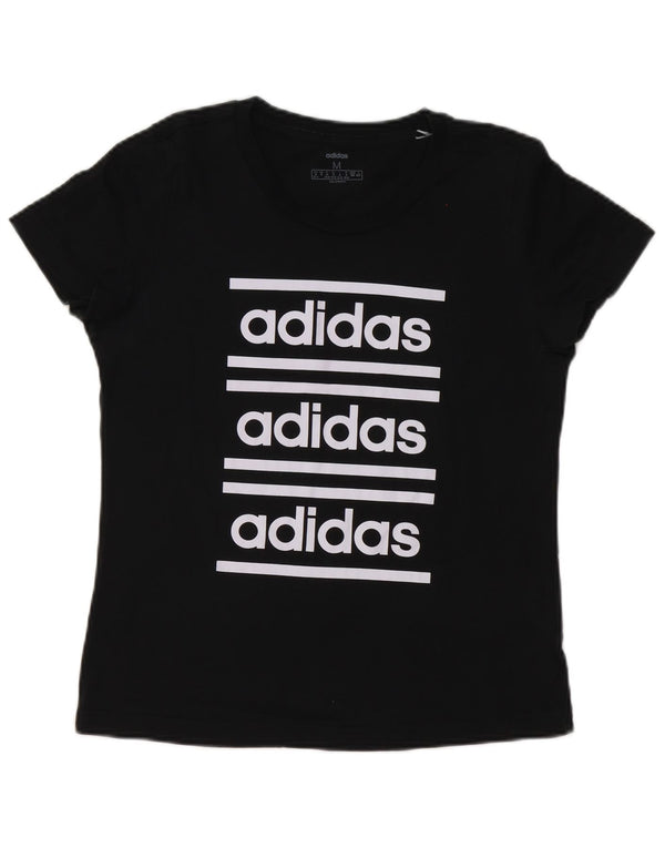 Adidas Womens Graphic T-Shirt Top UK 12/14 Medium Black