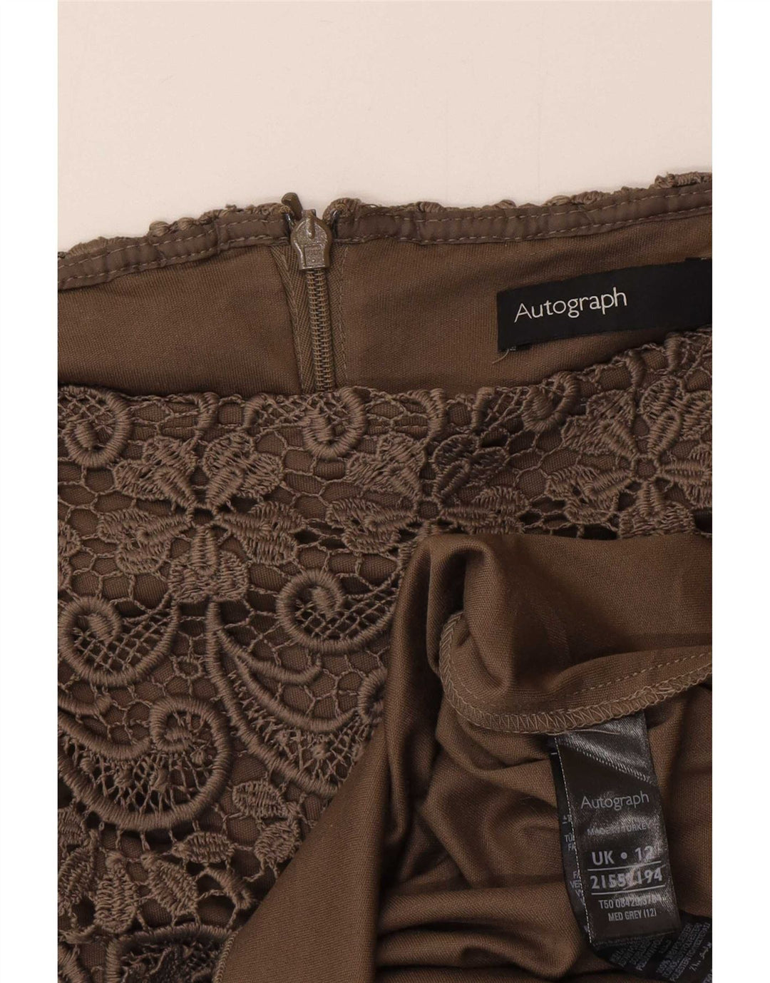 Marks & Spencer Jupe droite autographe pour femme UK 12 Medium W30 Kaki