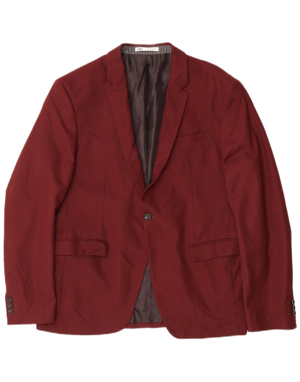 Zara Veste Blazer 1 Bouton Homme EU 54 XL Bordeaux