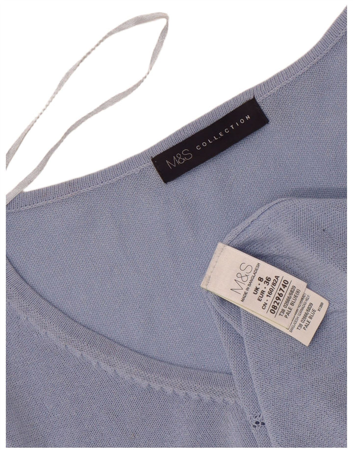 Marks & Spencer Haut à manches longues pour femme UK 8 Small Bleu Viscose