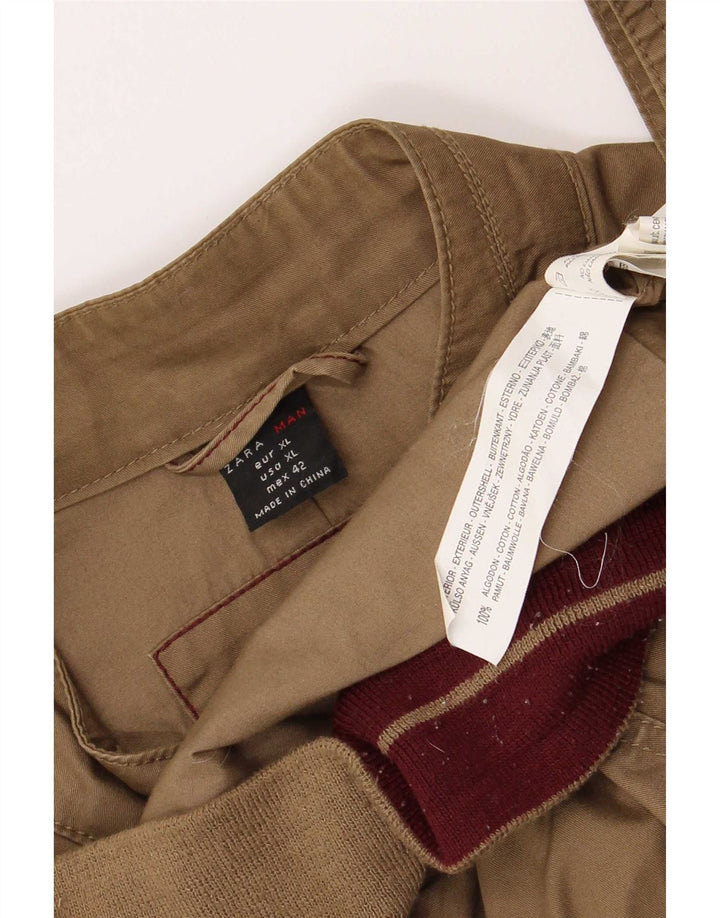 Zara Veste Bomber Homme UK 42 XL Coton Beige