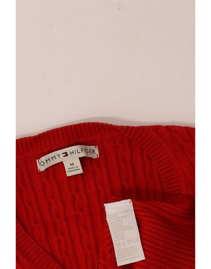 Tommy Hilfiger Pull coupe régulière à col en V pour femme UK 12 Rouge moyen