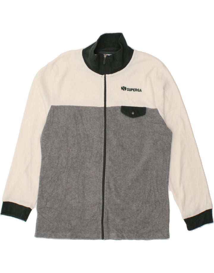 SUPERGA Womens Fleece Jacket UK 18 XL Grey Colourblock Polyester Vintage Superga and Second-Hand Superga from Messina Hembry 