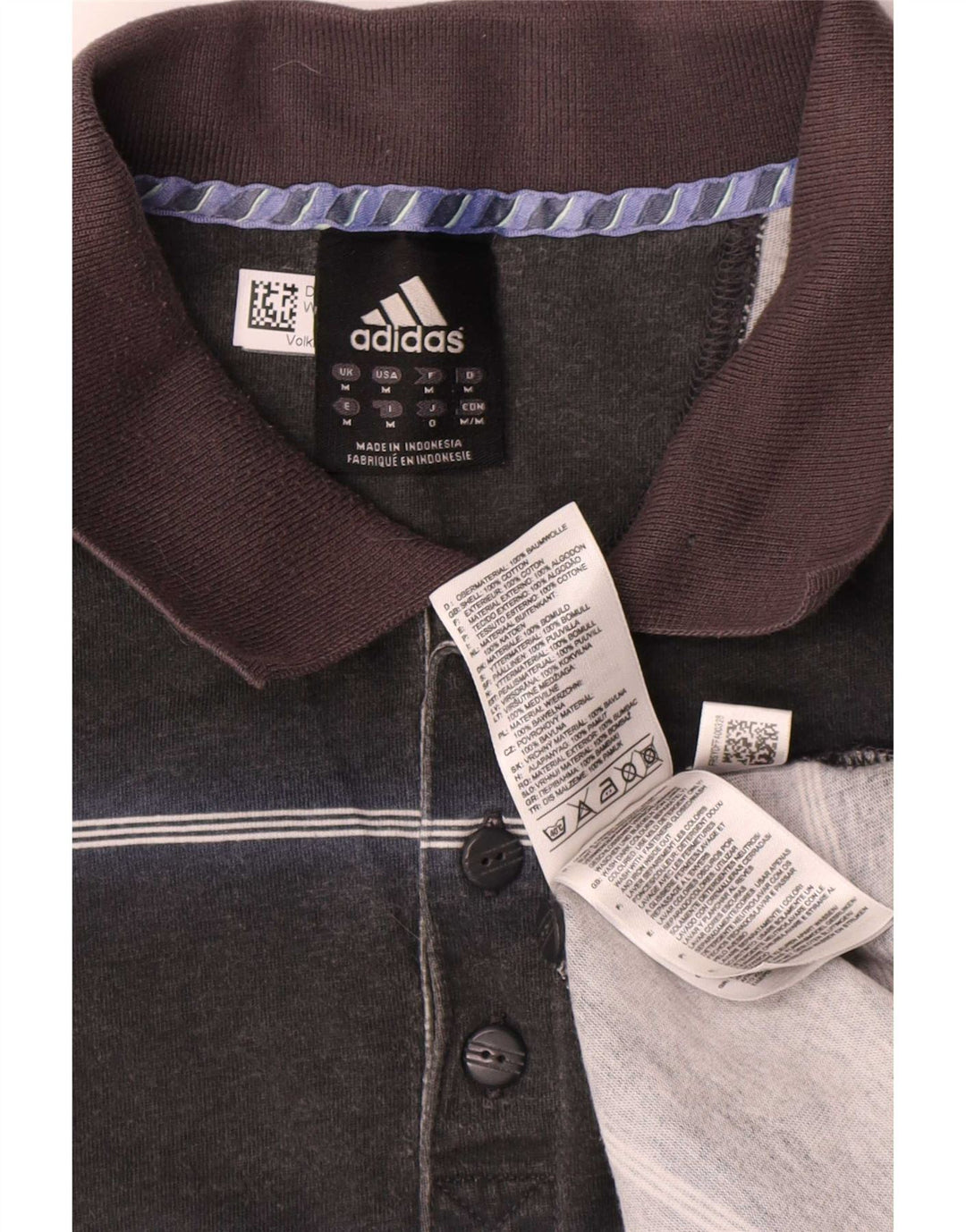 Adidas Polo Homme Coton Rayé Noir Moyen