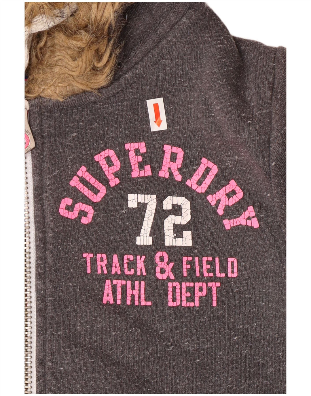 Superdry Pull à capuche graphique zippé pour femme UK 8 Small Gris Coton