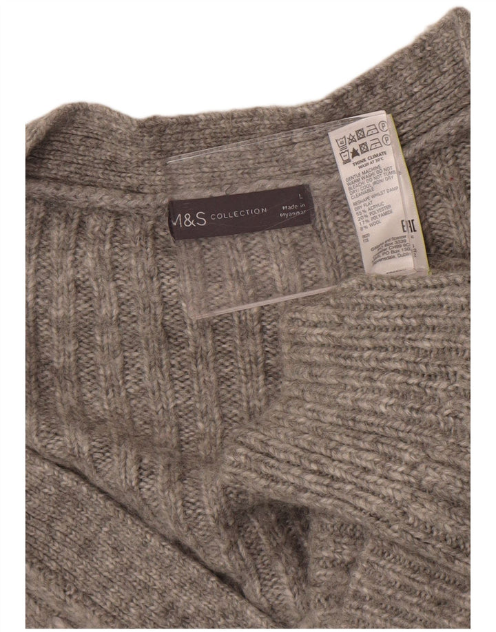 Marks & Spencer Pull cardigan court surdimensionné pour femme UK 16 Large Gris