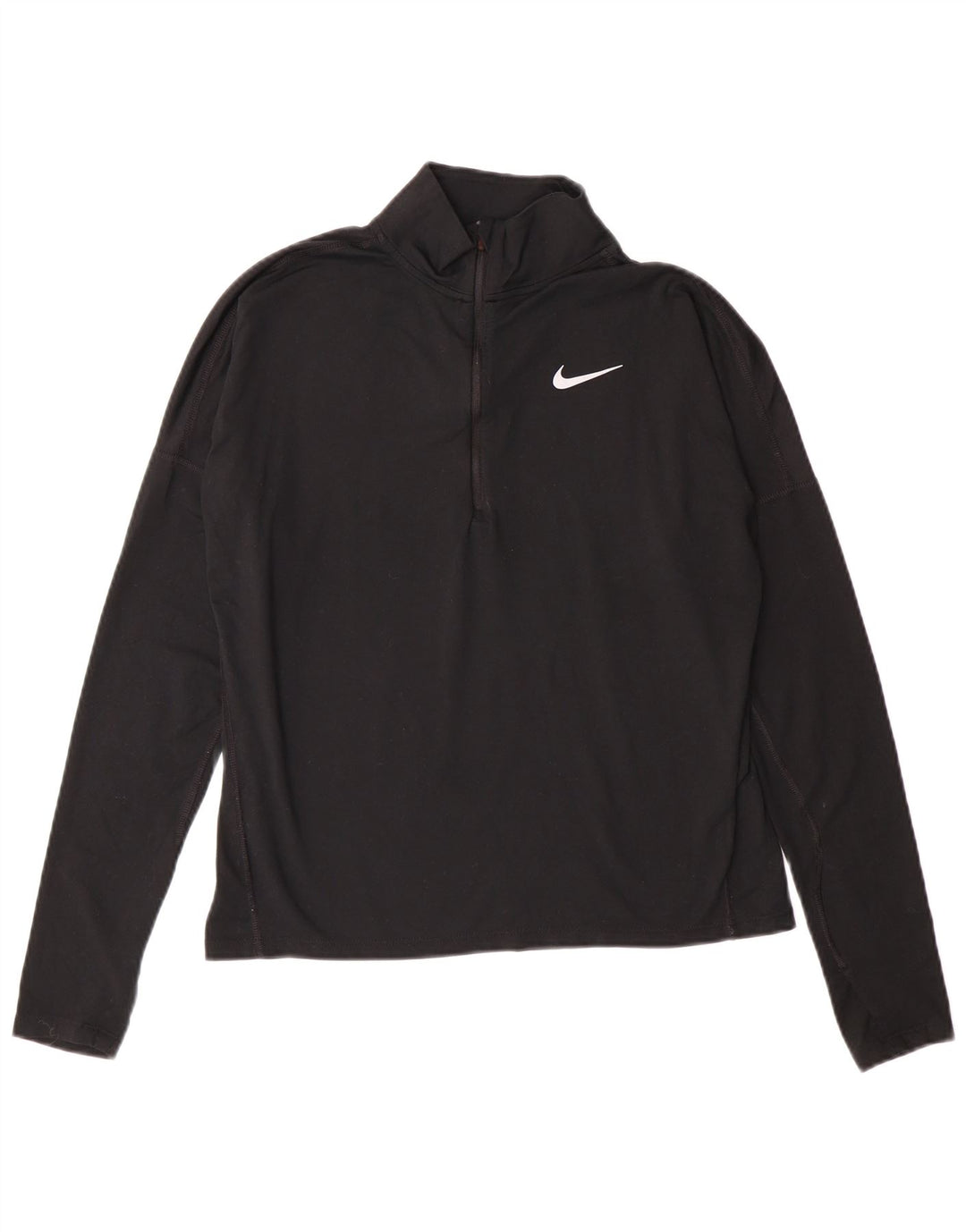 NIKE Haut de survêtement Dri Fit à col zippé pour femme UK 10 Small Noir