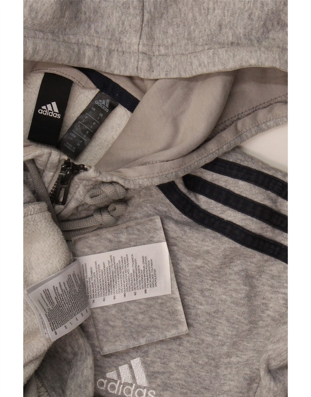 Adidas Pull à capuche zippé pour homme Petit coton gris