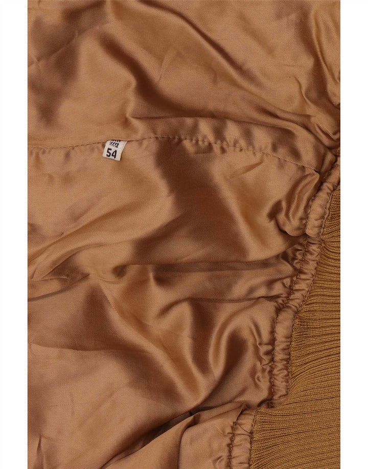 vintage Homme Daim Bomber Jacket IT 54 2XL Marron Rétro