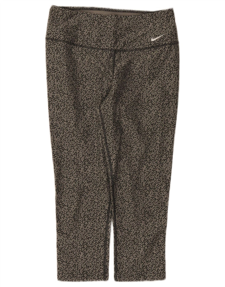Nike Legging Capri Dri Fit à motif abstrait pour femme UK 10 Petit Gris