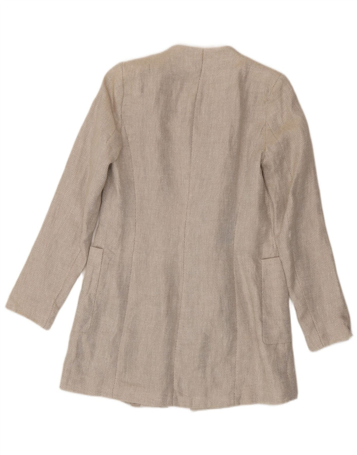 Zara Womens Open Overcoat UK 10 Petit Lin Beige