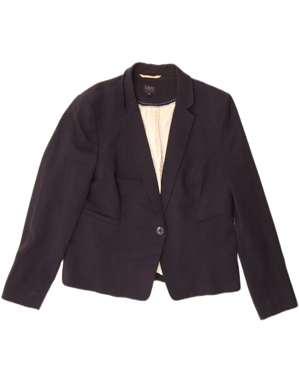 Marks & Spencer Veste blazer 1 bouton pour femme UK 18 XL Bleu marine Polyester