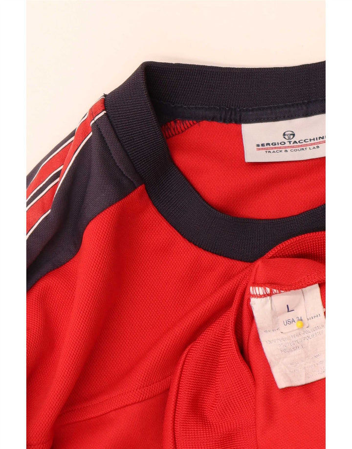 Sergio Tacchini Sweat-shirt graphique pour hommes, grand color block rouge