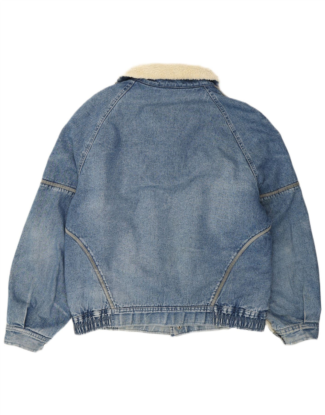 VINTAGE Veste Sherpa en jean pour homme UK 42 XL Bleu