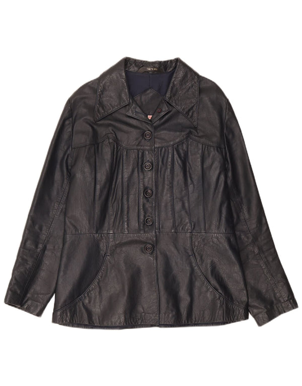 Vintage Womens Leather Jacket IT 46 Large Black Leather