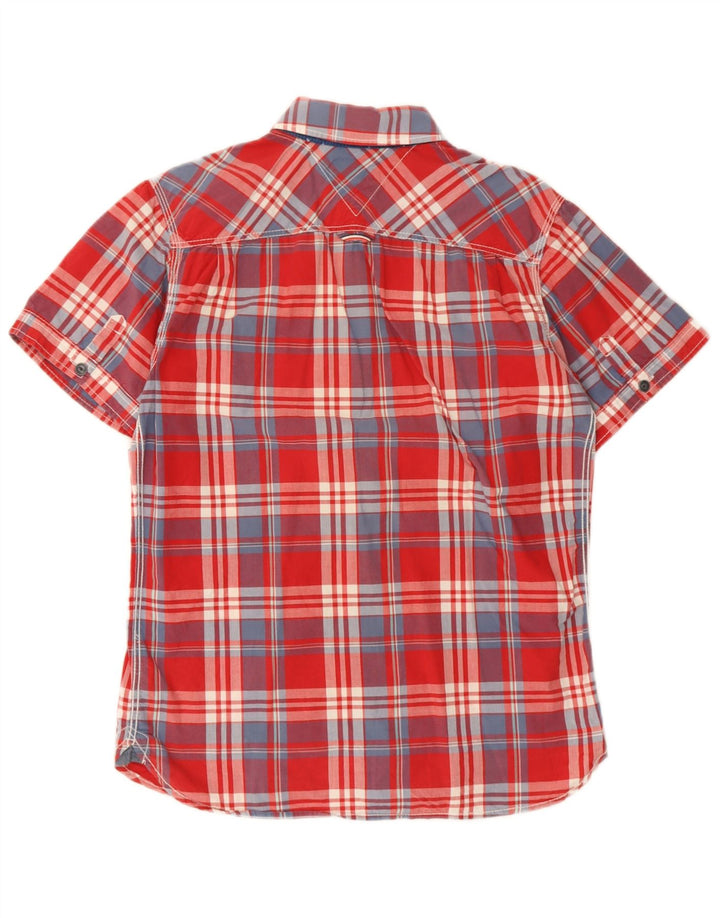 Tommy Hilfiger Chemise à manches courtes pour homme en coton à petits carreaux rouges