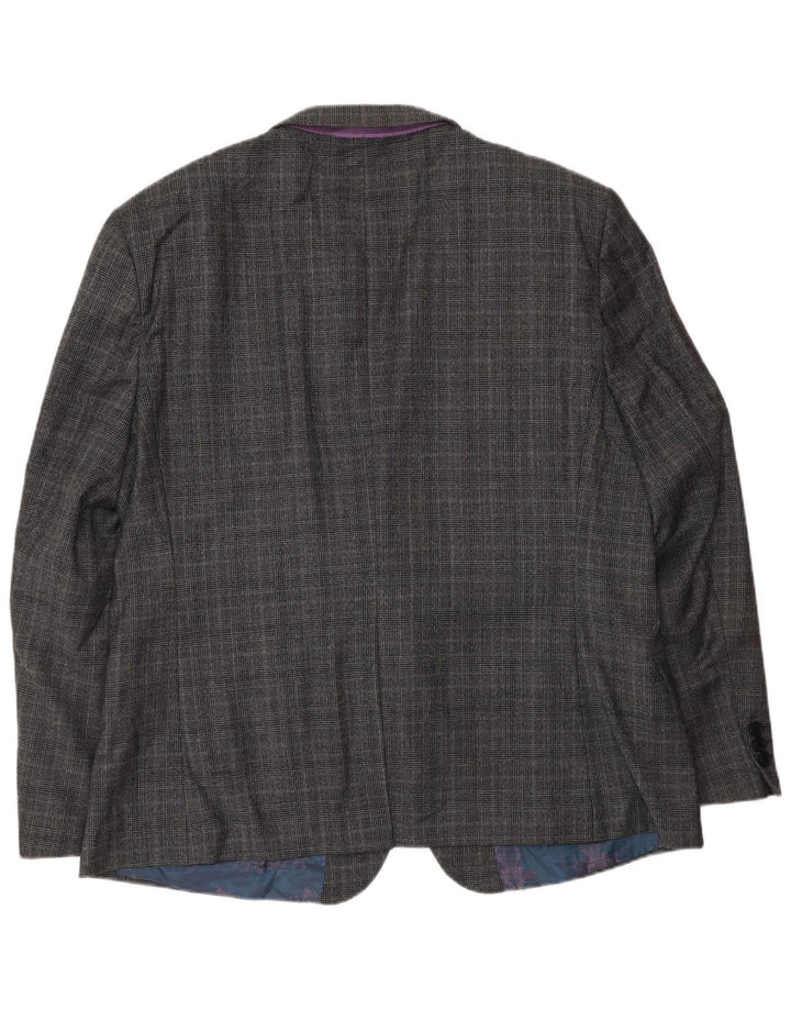 Ted Baker Veste blazer à 2 boutons pour homme UK 46 3XL Gris à carreaux en laine