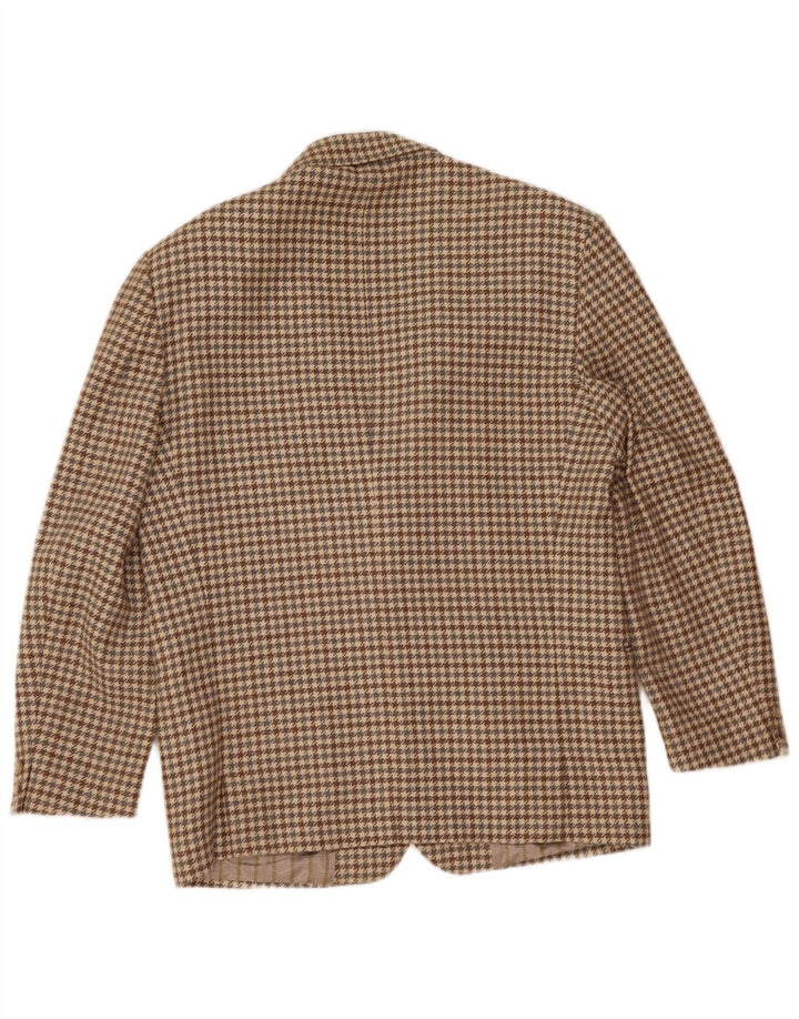 Benetton Veste Blazer 2 Boutons Homme IT 48 Laine Pied-de-Poule Beige Moyen