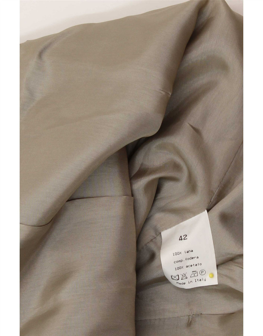 Veste Blazer Double Boutonnage Femme Vintage IT 42 Laine Beige Moyenne