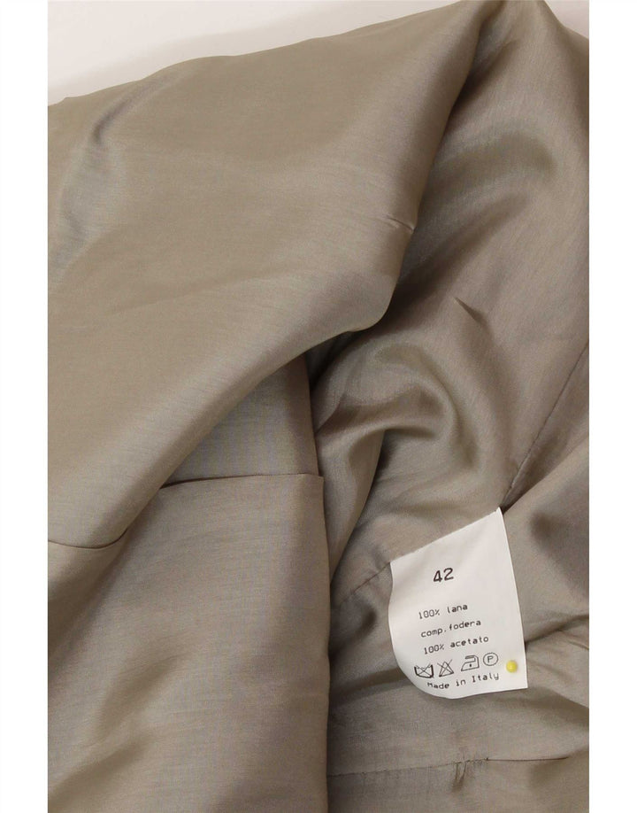 Veste Blazer Double Boutonnage Femme Vintage IT 42 Laine Beige Moyenne
